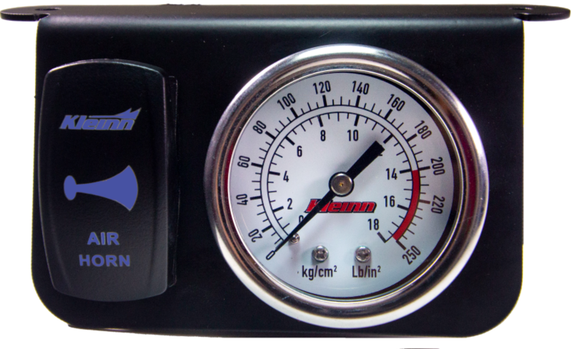 Picture of Kleinn Panel mounted 160 PSI gauge w/ an illuminated BLUE Momentary rocker switch