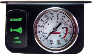 Picture of Kleinn Panel Mounted 160 PSI Gauge w/ an Illuminated GREEN Momentary Rocker Switch