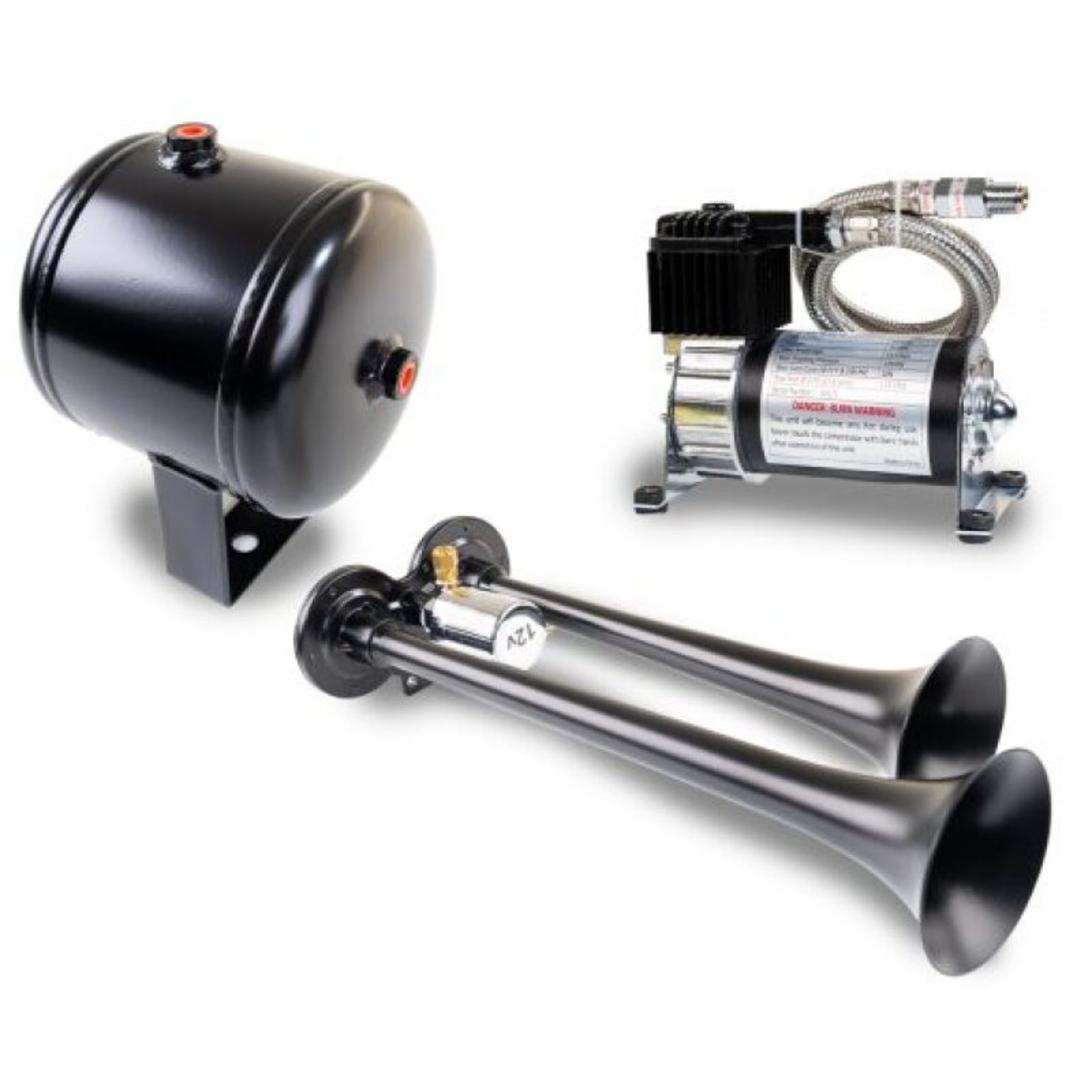 Picture of Kleinn Dual Black Horn Kit w/ 120 PSI Air Compressor / 0.5 gal Air Tank