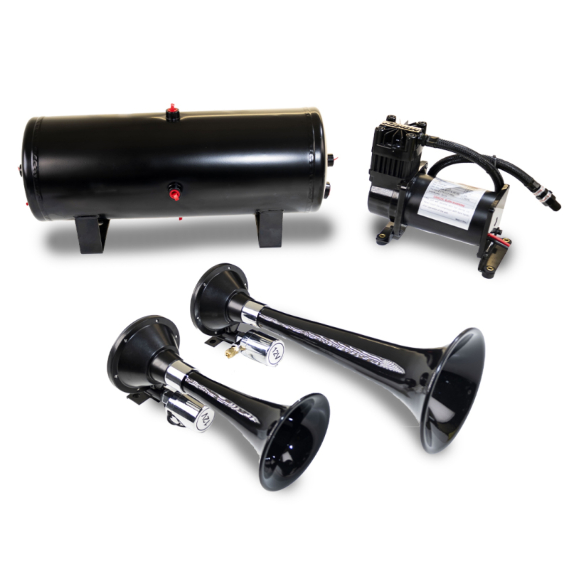 Picture of Kleinn Dual Black Horn Kit w/ 150 PSI Air Compressor / 1.5 gal Air Tank