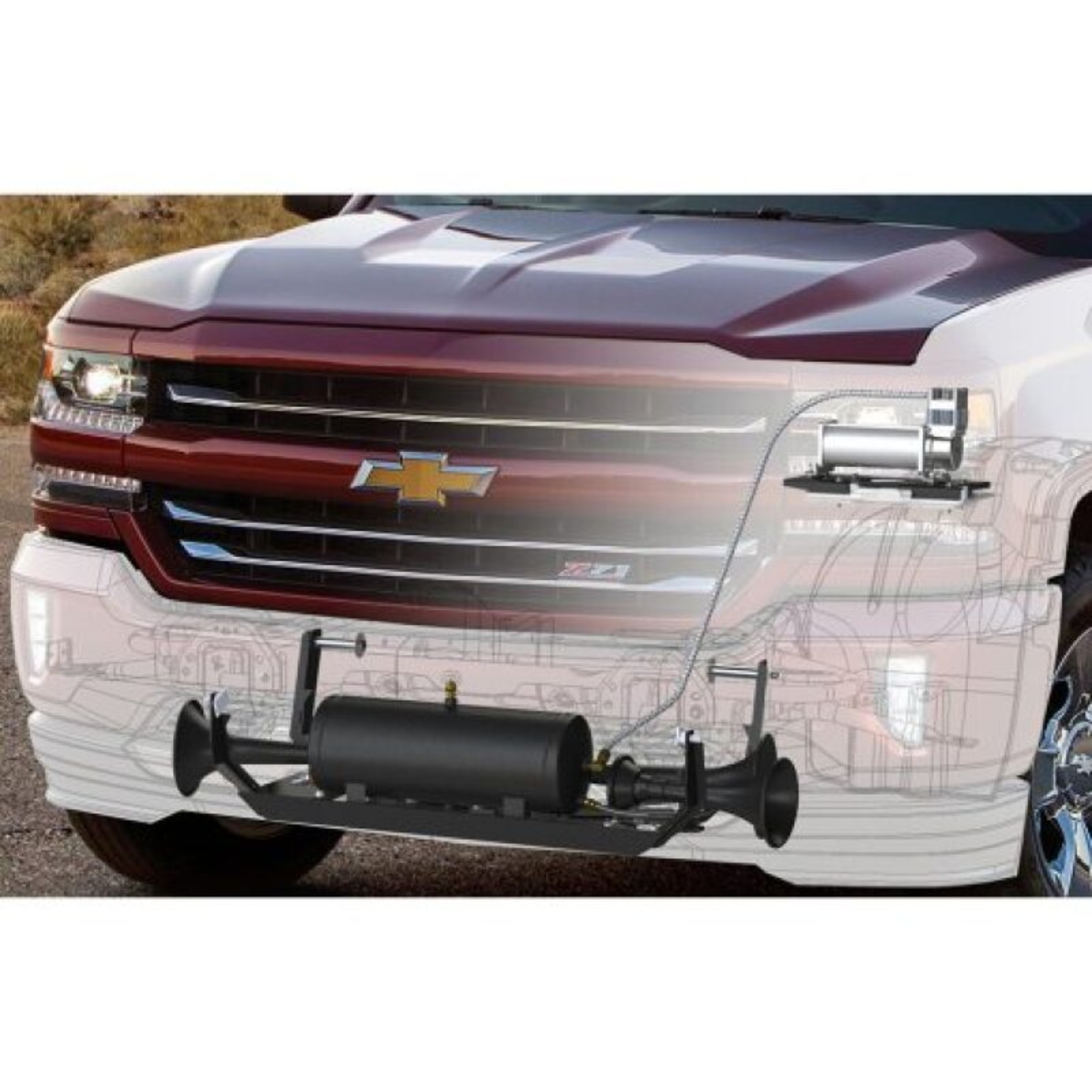Picture of Kleinn 07-13 Chevrolet Silverado/ Sierra Onboard Air System w/ Model 730 Horns