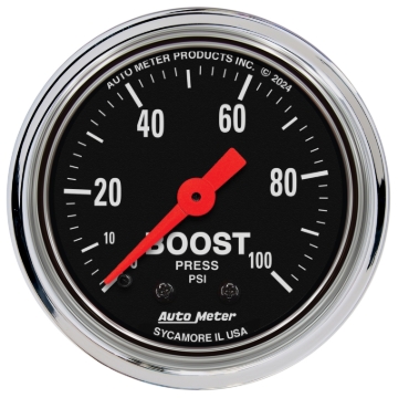 Picture of AutoMeter Gauge Boost 2-1/16in. 100 PSI Mechanical Traditional Chrome