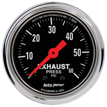 Picture of AutoMeter Gauge Exhaust Pressure 2-1/16in. 60 PSI Mechanical Traditional Chrome