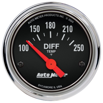 Picture of Autometer Traditional Chrome 2-1/16in 100-250 Deg F Electric Differential Temp Gauge