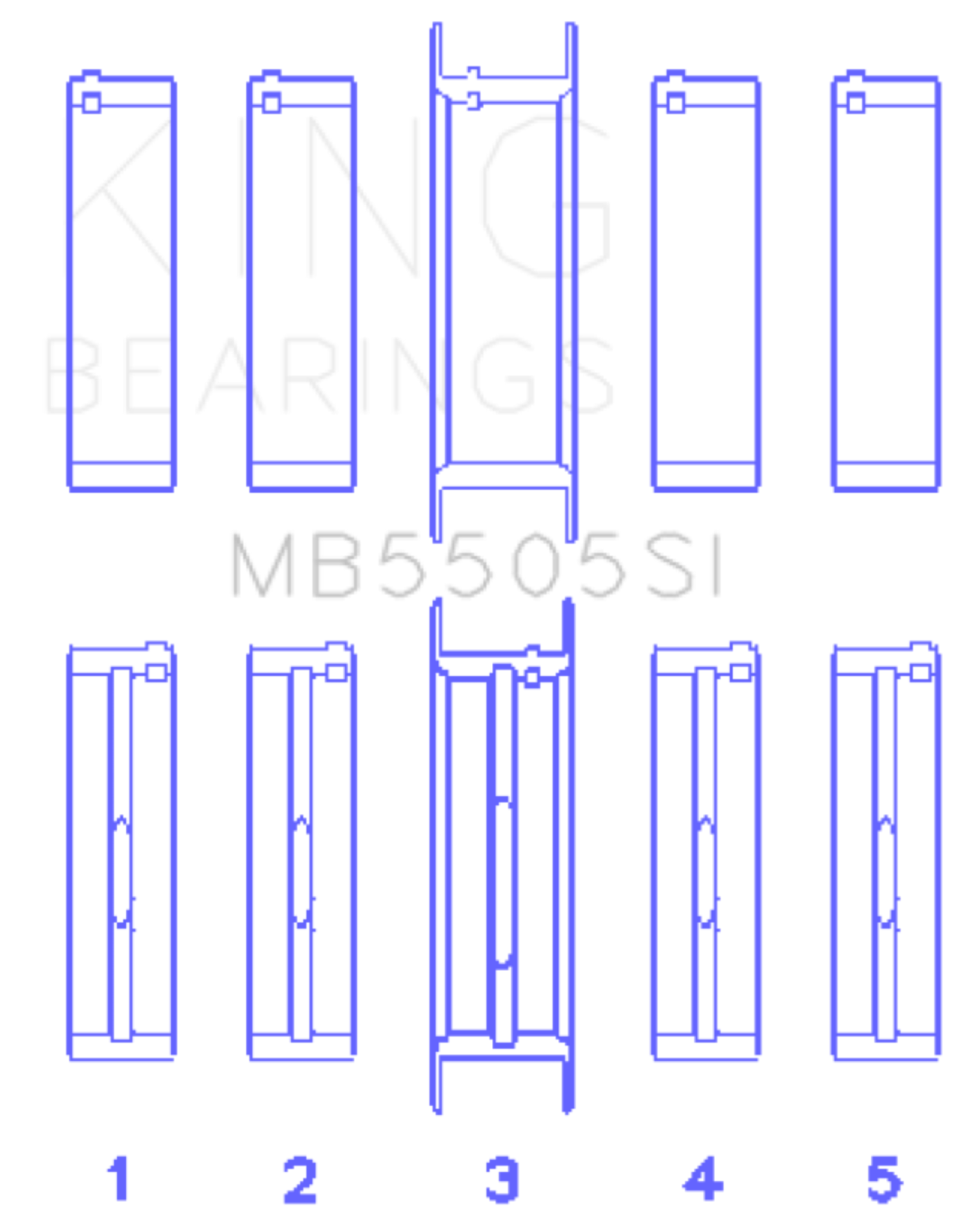 Picture of King Engine Bearings Ford 351ci/400ci 16V Main Bearing Set - Set Of 10