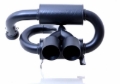 Picture of Gibson 2024 Cam-Am Maverick R 4in. T304 Stainless Round Dual Wall Slash-Cut Tip - Black Ceramic