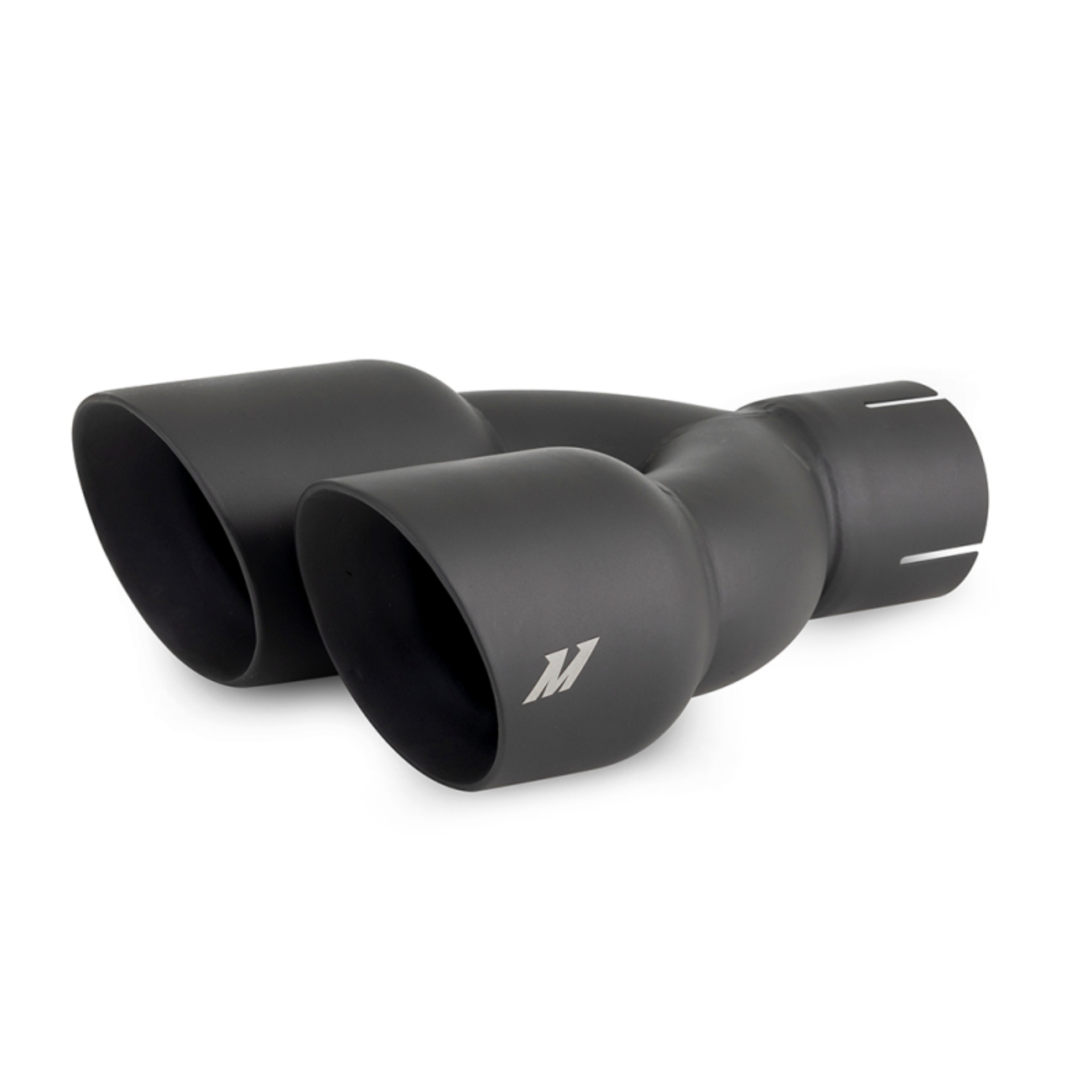 Picture of Mishimoto Dual Offset Tips 2.5in Inlet 3in Outlet Slash Cut - Black