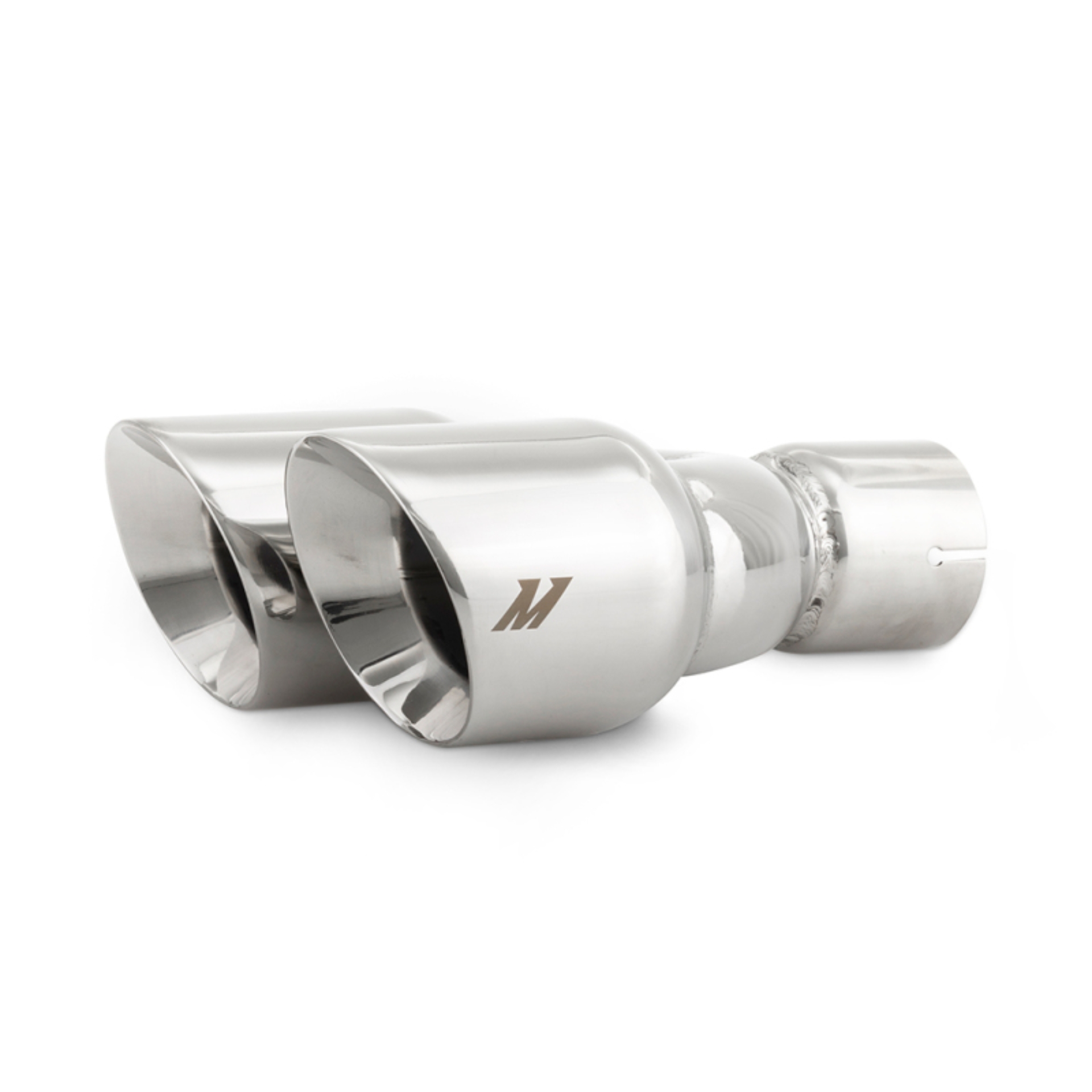 Picture of Mishimoto Dual Offset Tips 2.5in Inlet 3in Outlet Slash Cut - Polished