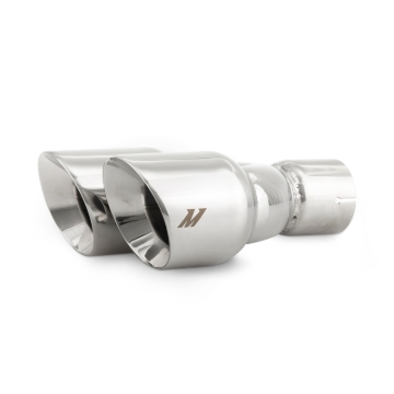 Picture of Mishimoto Dual Offset Tips 2.5in Inlet 3in Outlet Slash Cut - Polished