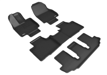 Picture of 3D MAXpider 20-23 Toyota Highlander Gas 8-Seat Kagu Black Floor Mat - Row 1/2/3