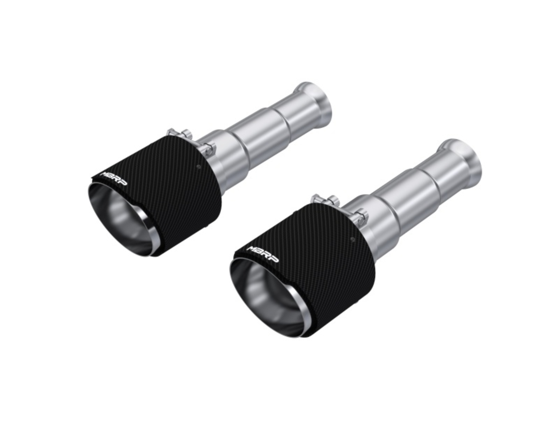 Picture of MBRP 19-24 Ram 1500 Classic 5.7L Hemi 5in OD Dual Wall Angle Cut T304 Carbon Fib Exhaust Tips - Pair