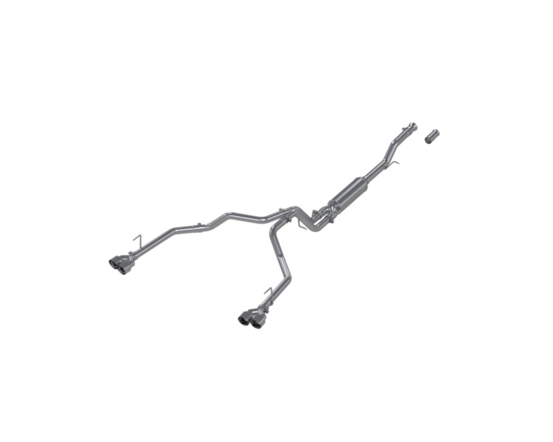 Picture of MBRP 21-24 Chevrolet Suburban XL 5.3L 3in Aluminized 2.5in Dual Split Carbon Fiber Cat-back