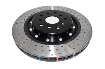 Picture of DBA 18-21 Subaru WRX STI Front 5000 Series 2-Piece Drilled Rotor w/Black Hat