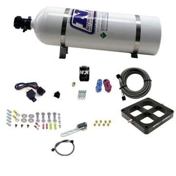Picture of Nitrous Express Dry Single Entry Billet Crossbar Plate System 100-500hp (4500 Flange) w/15lb Bottle