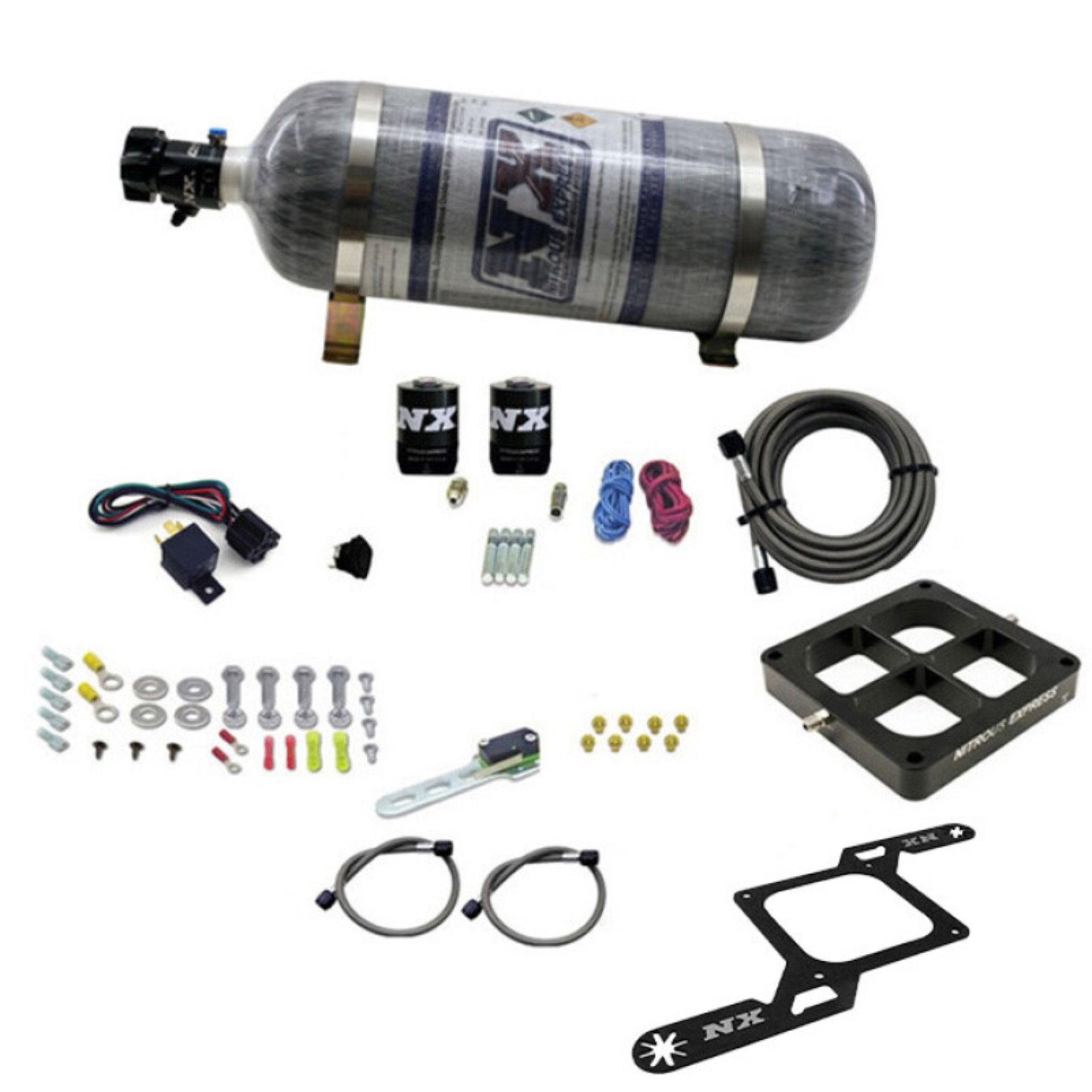 Picture of Nitrous Express Dry Dual Stage Billet Crossbar Plate System 100-1000hp (4500Flange) w/12lb Bottle