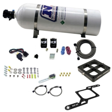 Picture of Nitrous Express Dry Dual Stage Billet Crossbar Plate System 100-1000hp (4500 Flange) w/15lb Bottle