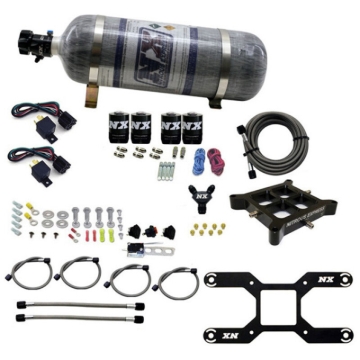 Picture of Nitrous Express Dry Quad Stage Billet Crossbar Plate System 100-2000hp (4150Flange) w/12lb Bottle