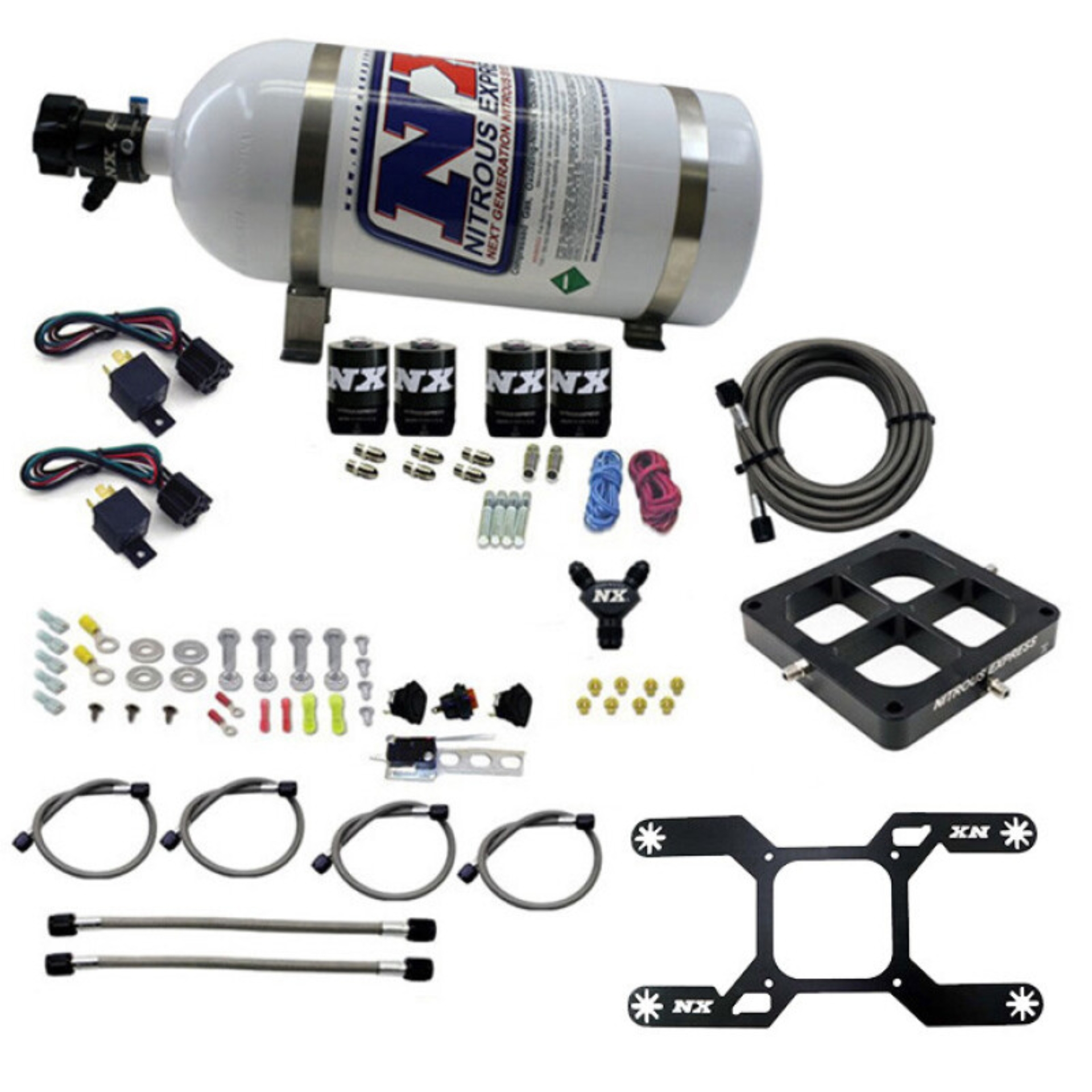 Picture of Nitrous Express Dryquad Stage Billet Crossbar Plate System 100-2000hp (4500 Flange) w/10lb Bottle