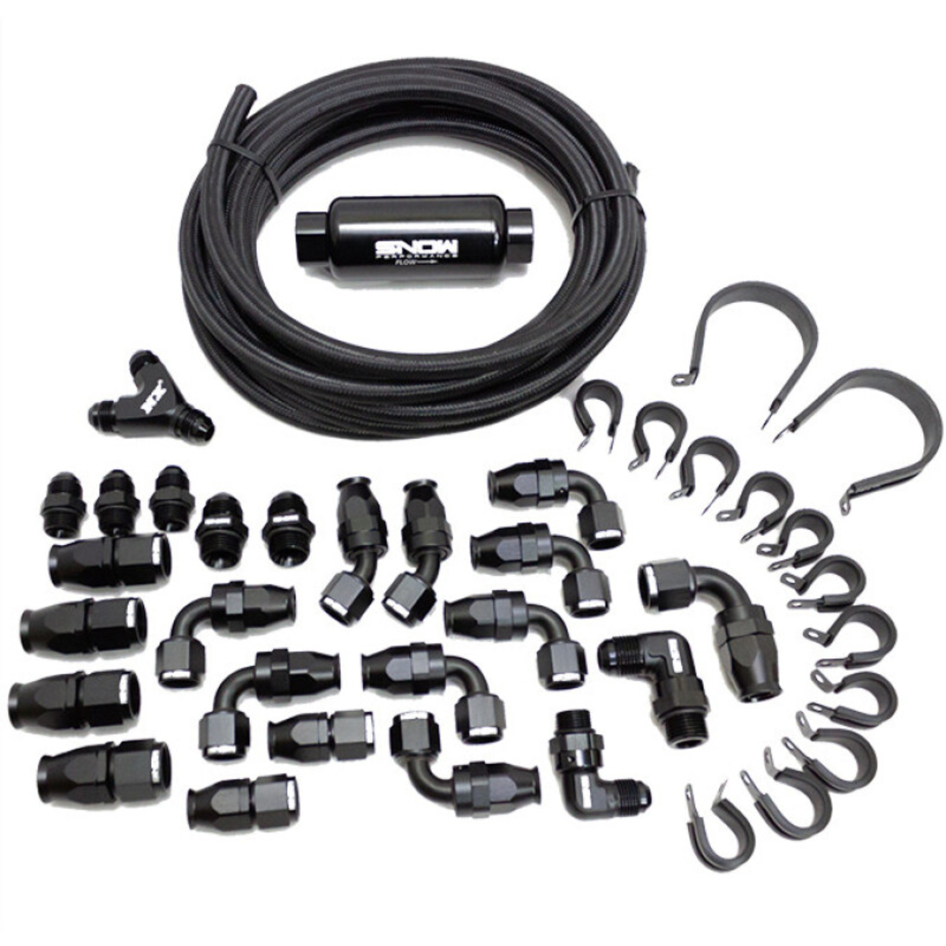 Picture of Snow Performance 10AN Braided Stainless Fuel Line Kit - Black Line