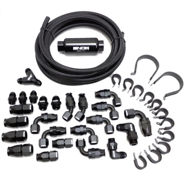 Picture of Snow Performance 10AN Braided Stainless Fuel Line Kit - Black Line