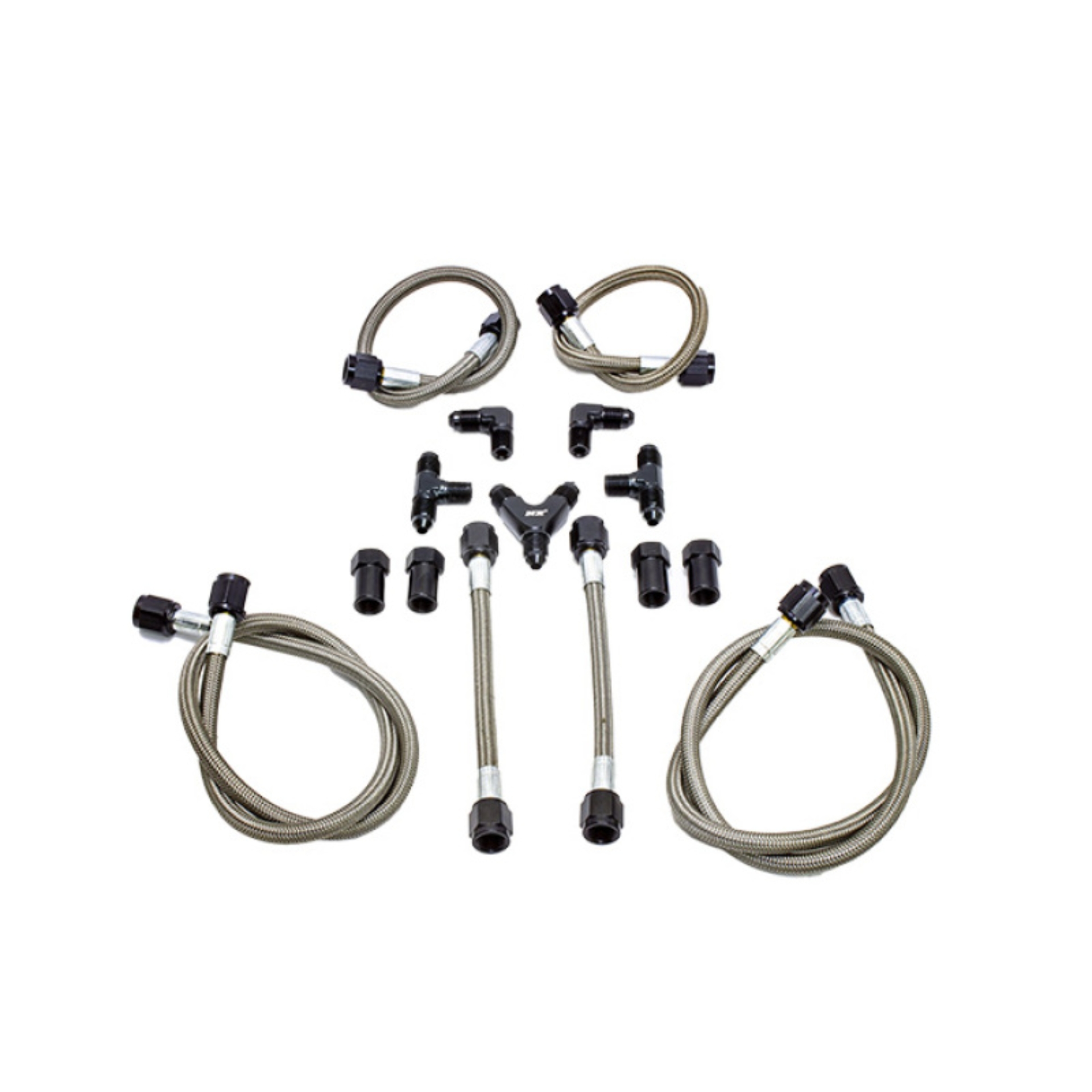 Picture of Snow Performance Water Quad Nozzle Stainless Steel Braided Line Upgrade