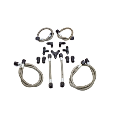 Picture of Snow Performance Water Quad Nozzle Stainless Steel Braided Line Upgrade