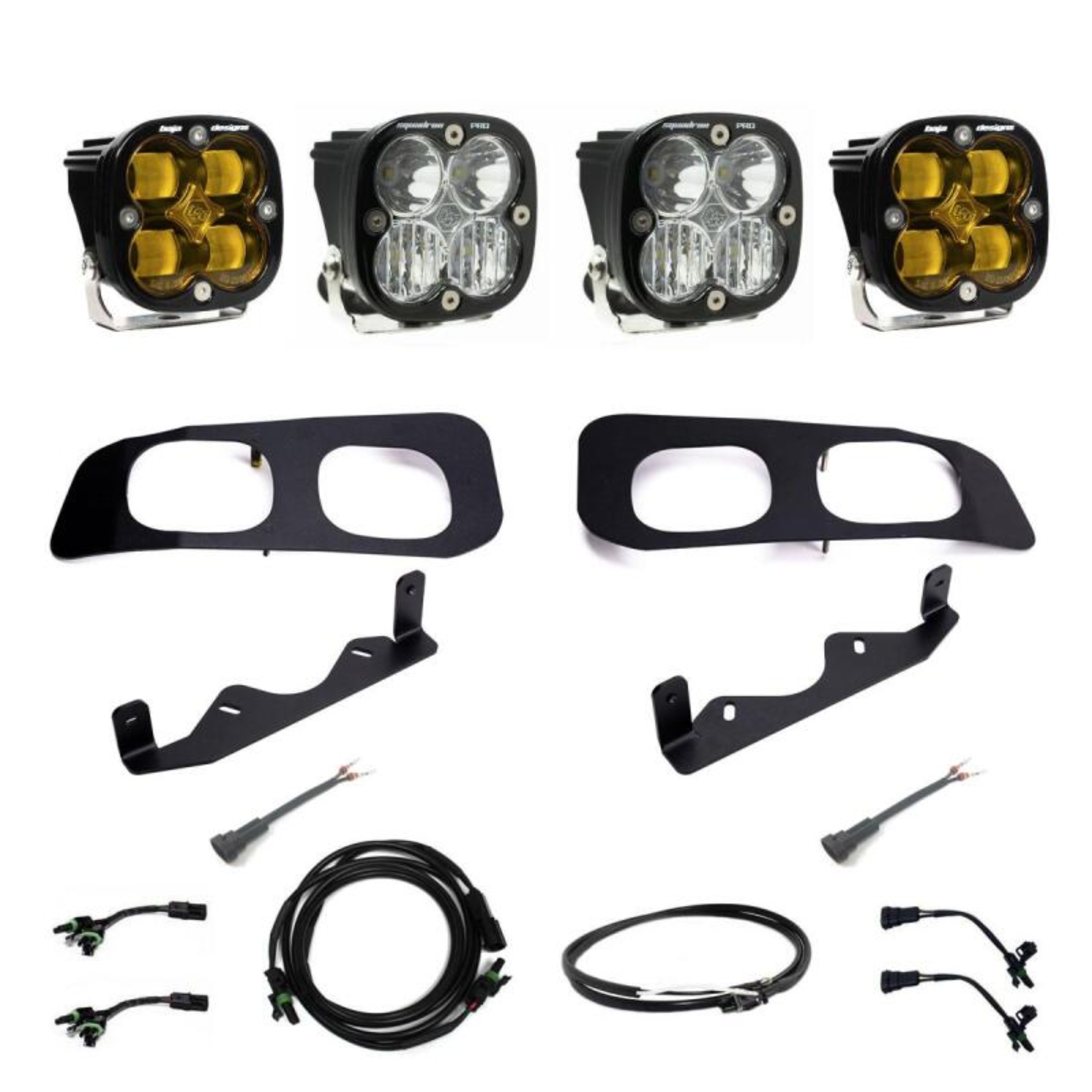Picture of Baja Designs 2023+ Ford F250/F350 Super Duty Squadron SAE/Pro Fog Pocket Kit - Amber Upfitter