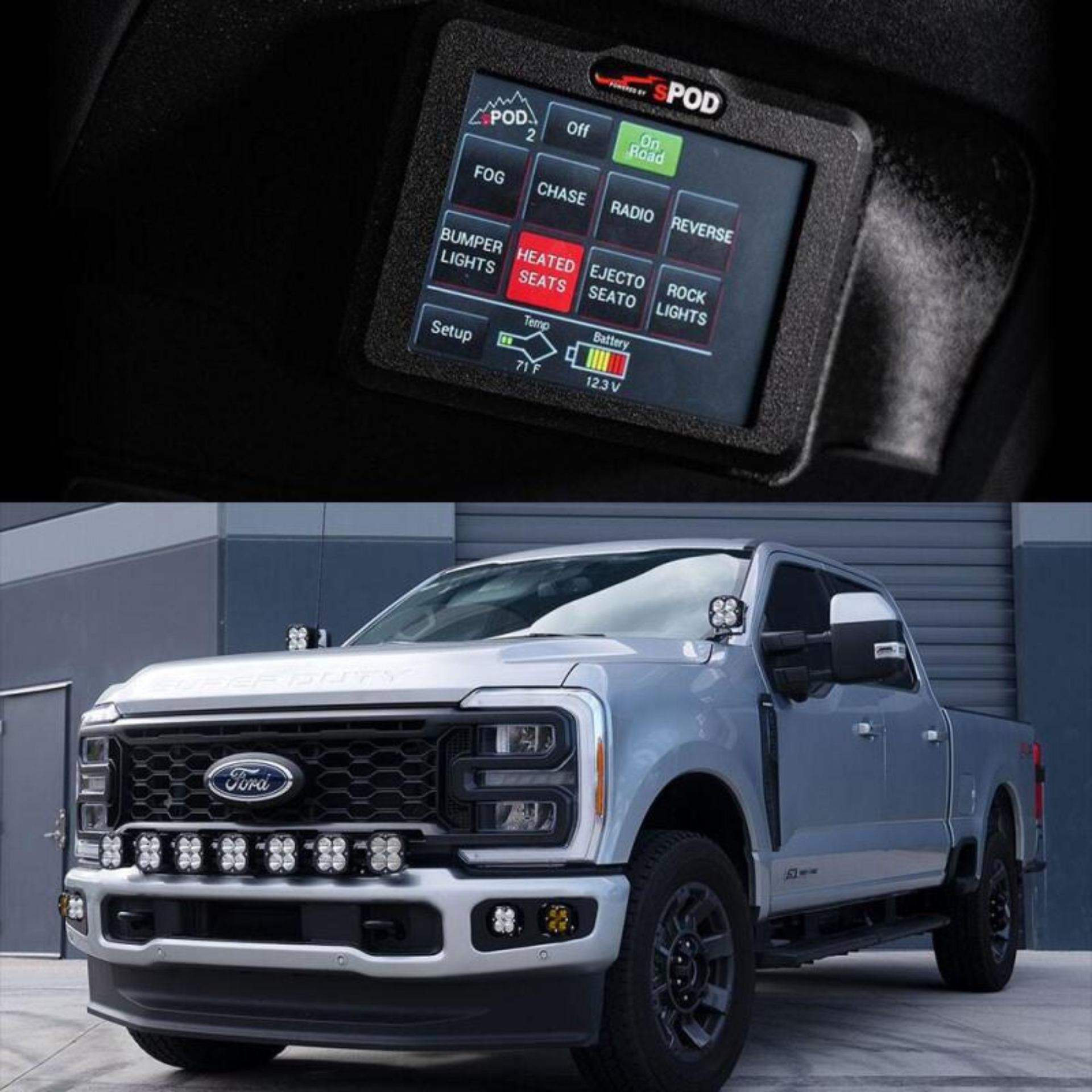 Picture of sPOD 2023+ Ford F250/F350 Super Duty BantamX Touchscreen Vehicle Power Management Kit