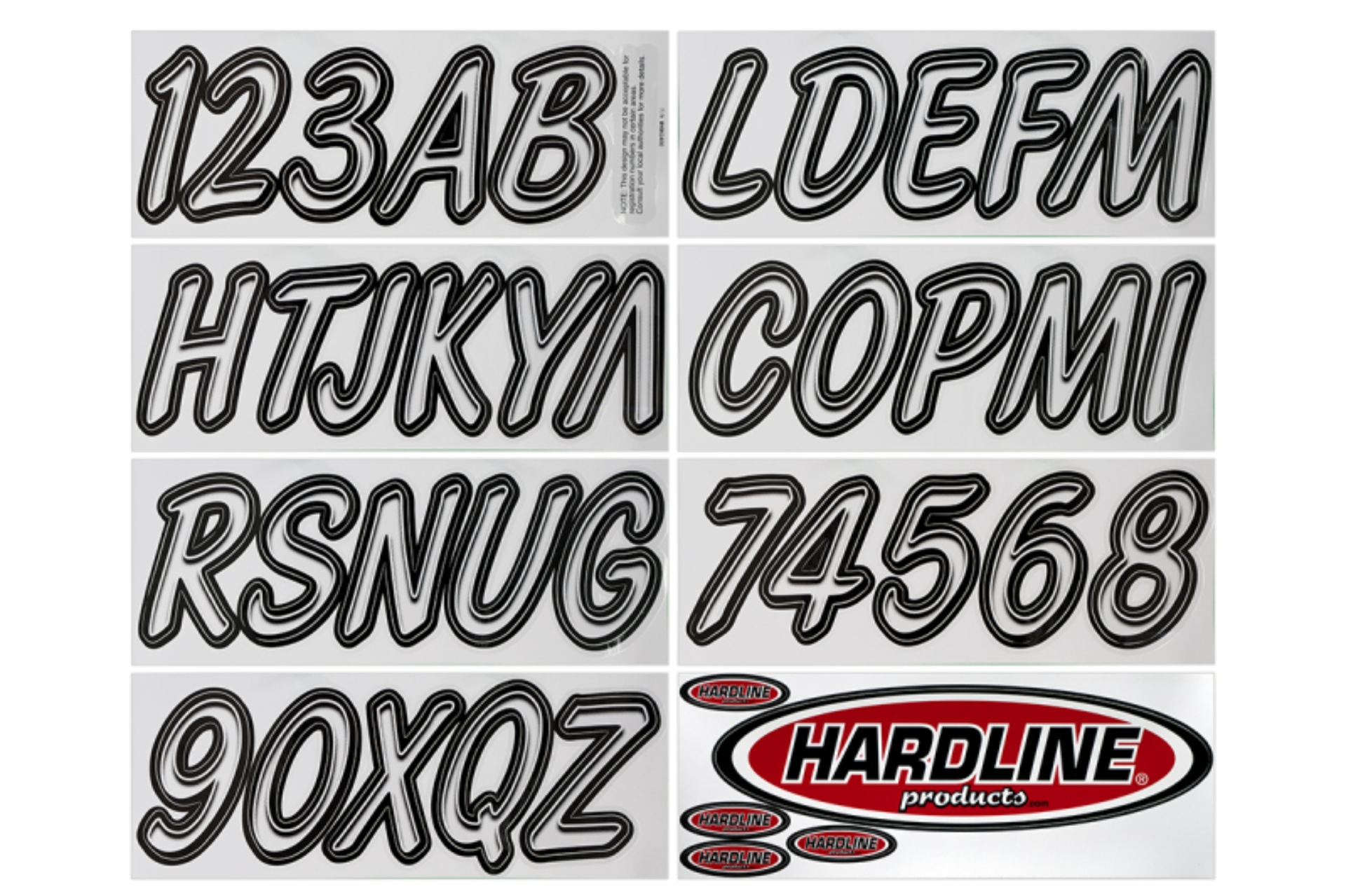 Picture of Hardline Boat Lettering Registration Kit 3 in. - 400 Transparent Clear/Black