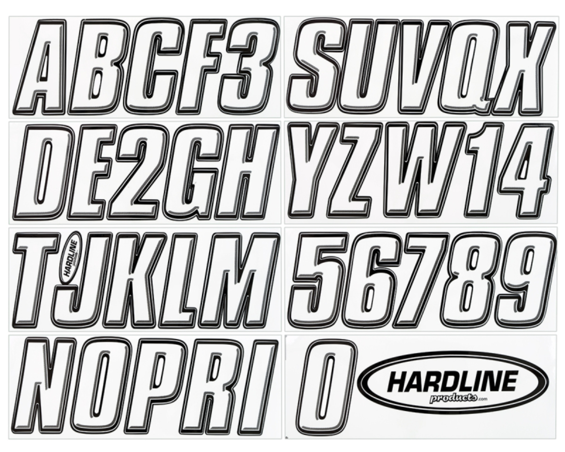 Picture of Hardline Boat Lettering Registration Kit 3 in. - 800 Transparent Clear/Black