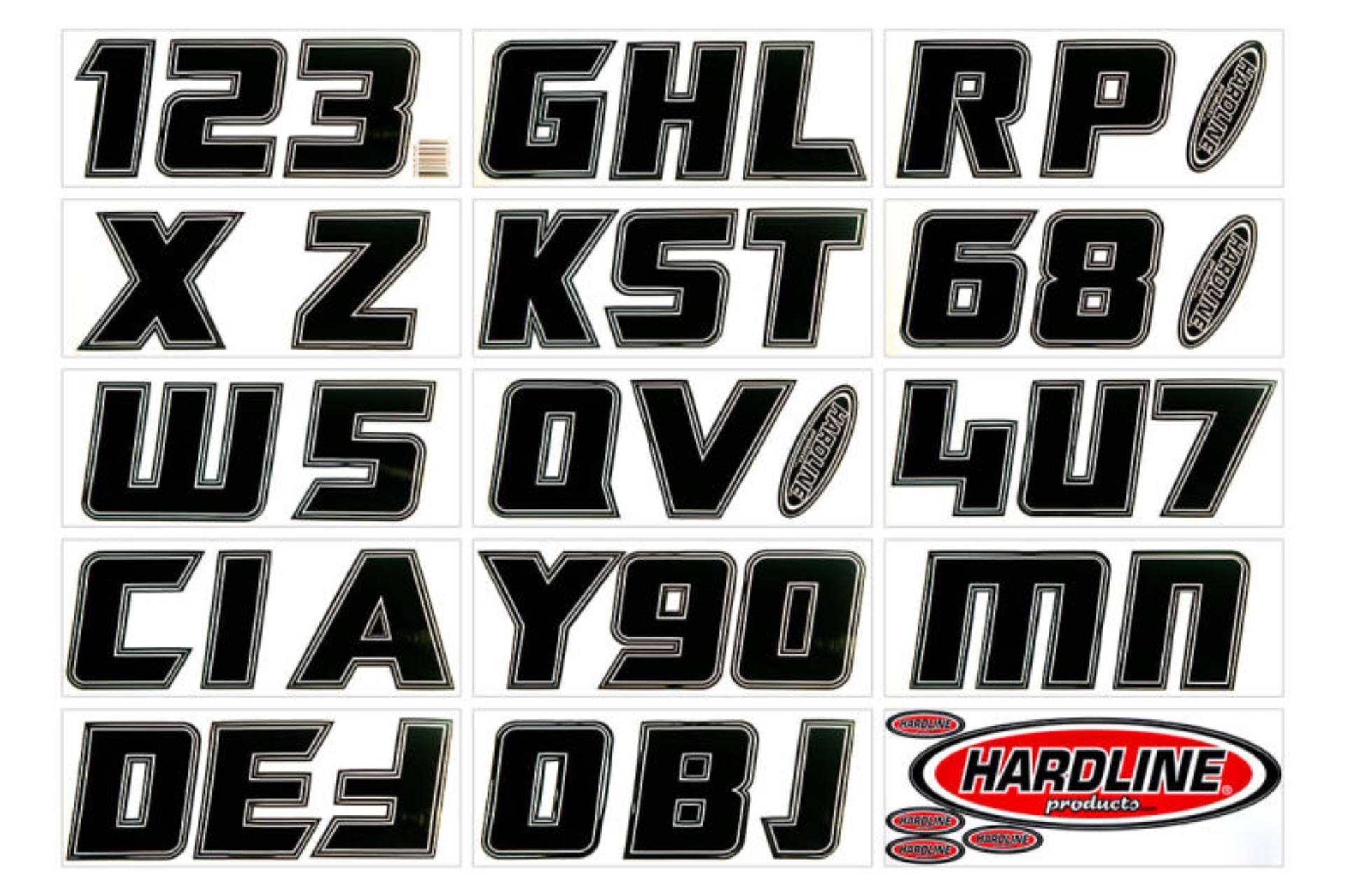 Picture of Hardline Boat Lettering Registration Installation Kit 3 in. - 900 Black