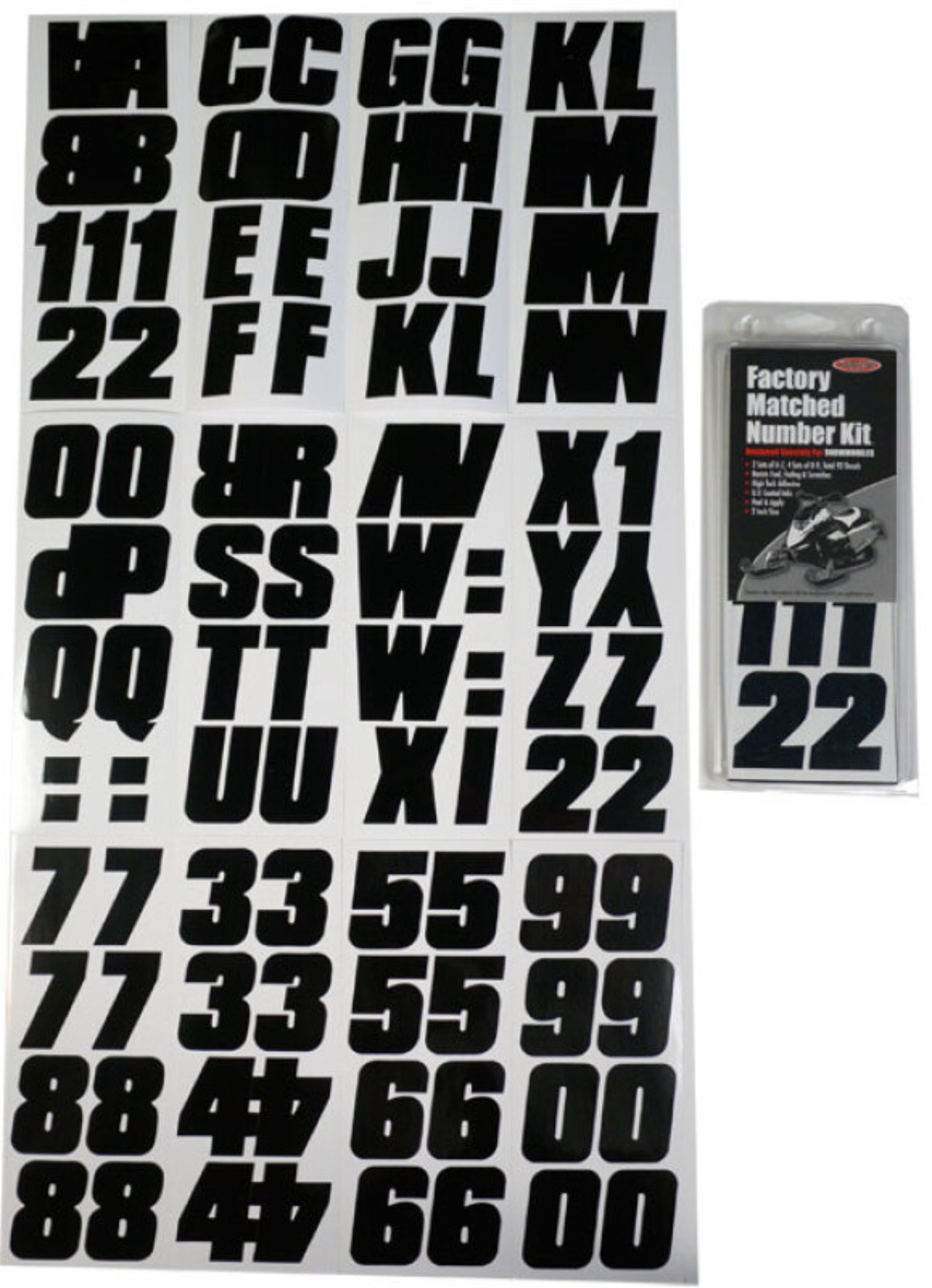 Picture of Hardline Snowmobile Lettering Registration Kit 2 in. - 500 Solid Black/