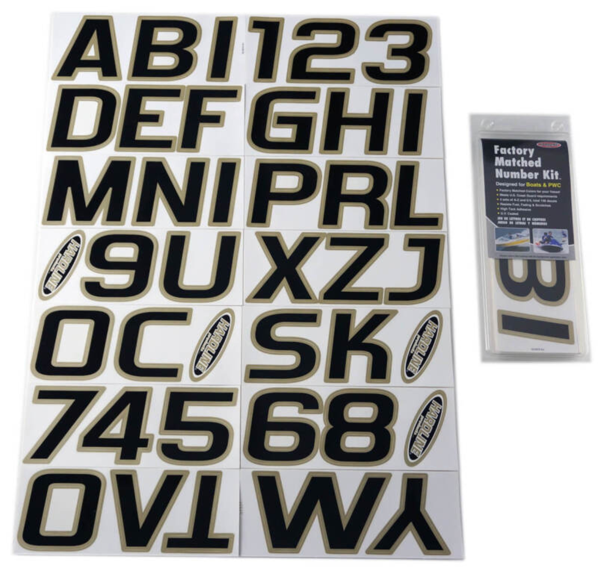 Picture of Hardline Boat Lettering Registration Kit 3 in. - 700 Black/Beige