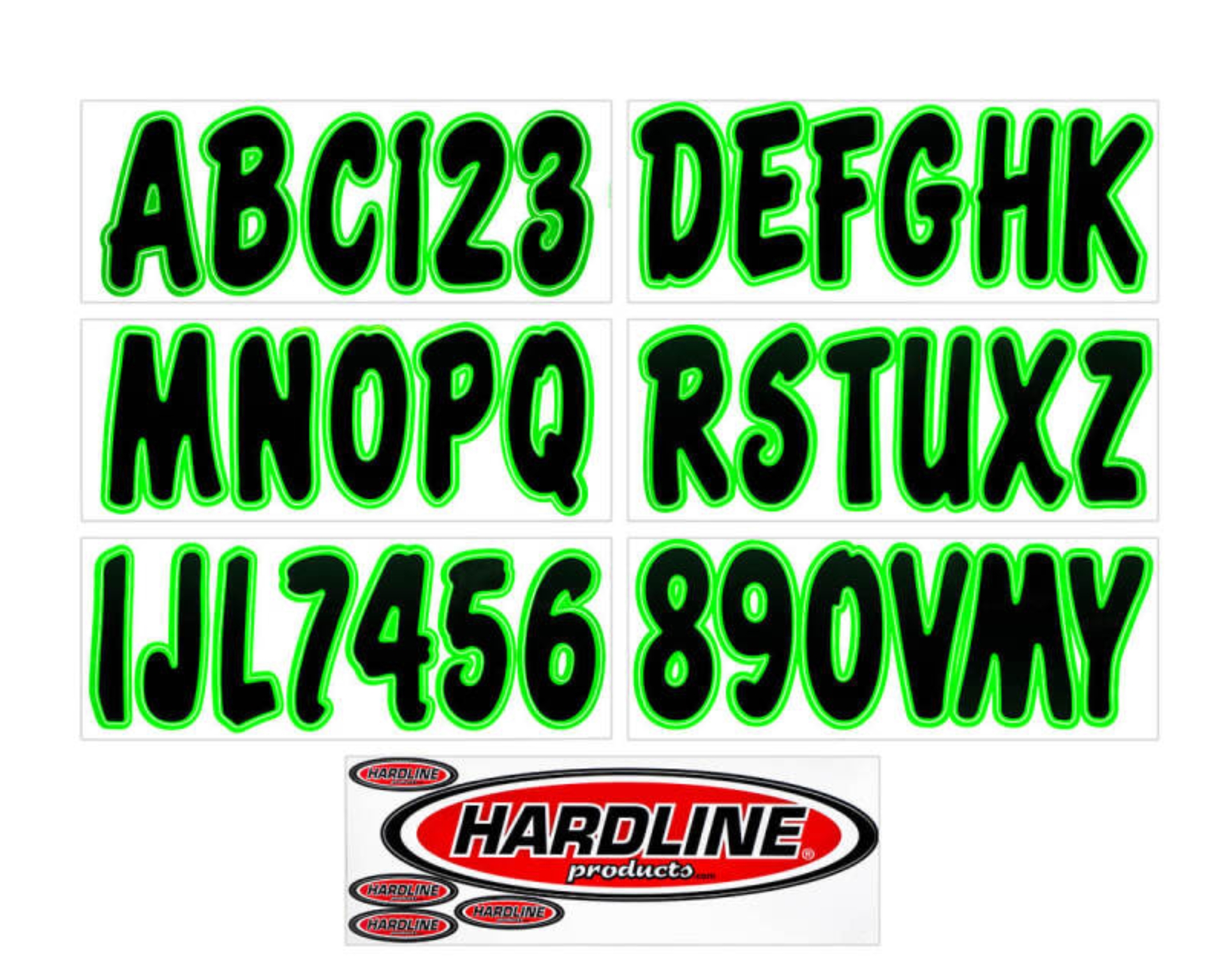 Picture of Hardline Boat Lettering Registration Kit 3 in. - 200 Black/Kiwi Green