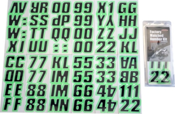 Picture of Hardline Snowmobile Lettering Registration Kit 2 in. - 500 Black/Kiwi Green