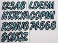 Picture of Hardline Boat Lettering Registration Kit 3 in. - 400 Cyan Blue/Black