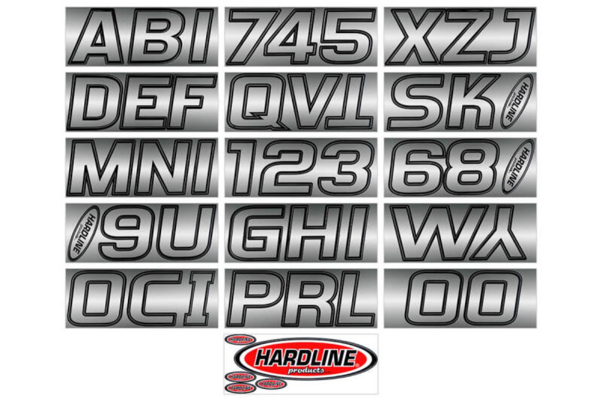 Picture of Hardline Boat Lettering Registration Kit 3 in. - 700 Chrome/Black