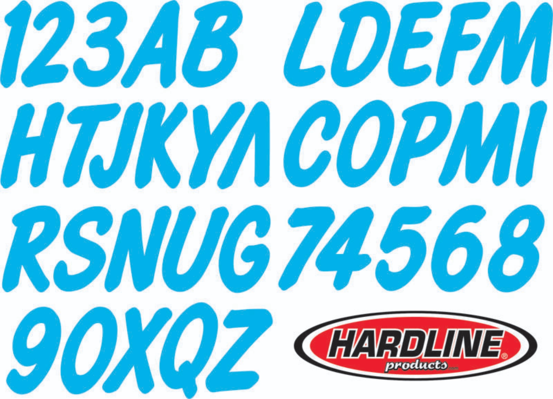 Picture of Hardline Boat Lettering Registration Kit 3 in. - 400 Cyan Blue Solid