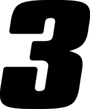 Picture of Hardline Dirt Digits 3pk 7 in. - High Gloss Number 3 - Black