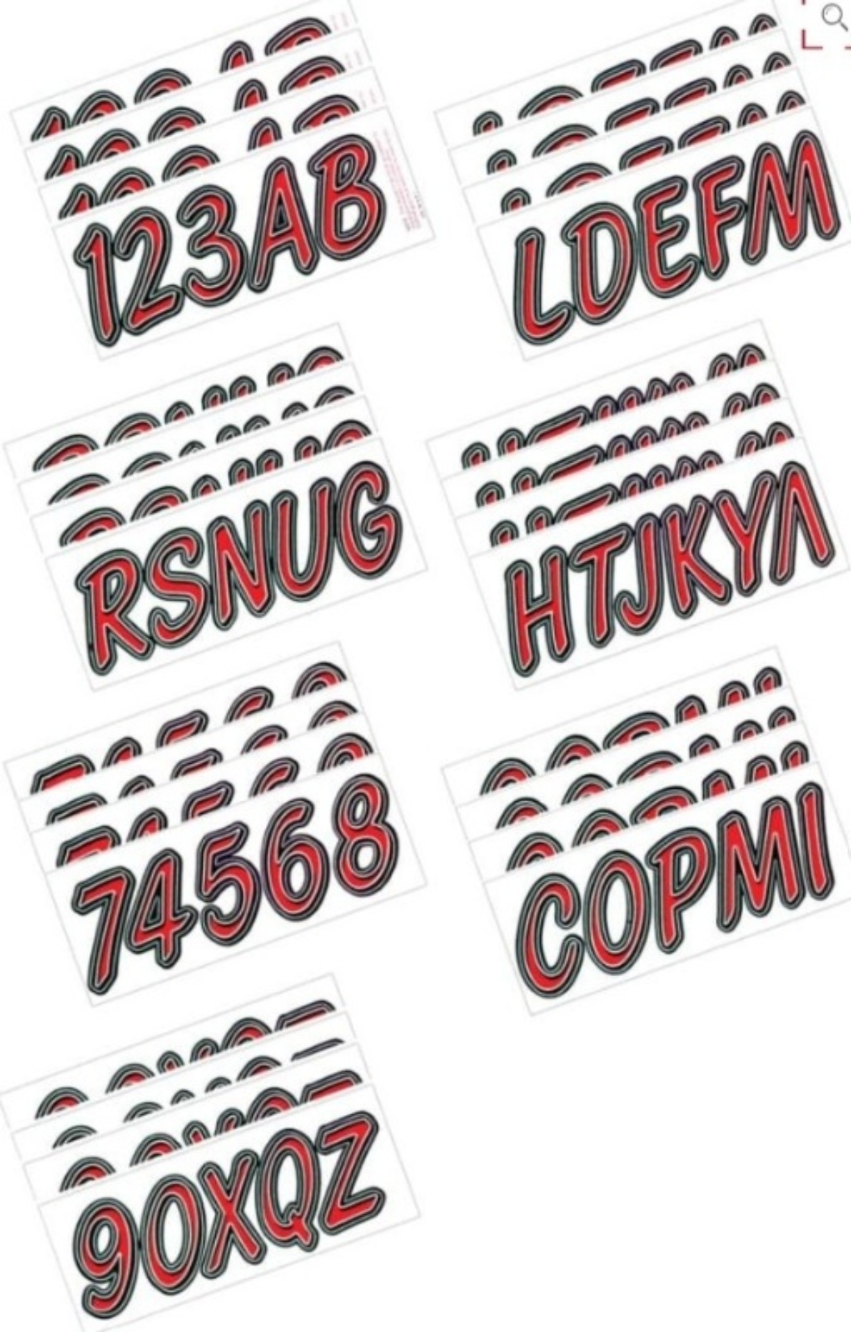 Picture of Hardline Boat Lettering Registration Kit 3 in. - 400 Dark Red/Black