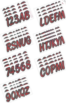 Picture of Hardline Boat Lettering Registration Kit 3 in. - 400 Dark Red/Black