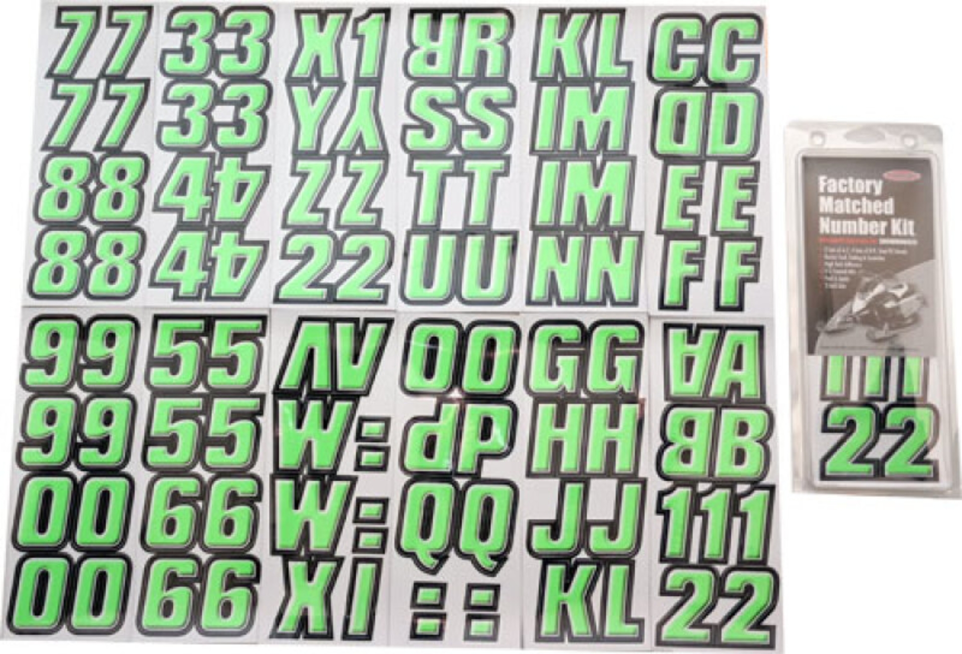 Picture of Hardline Snowmobile Lettering Registration Kit 2 in. - 500 Kiwi Green/Black