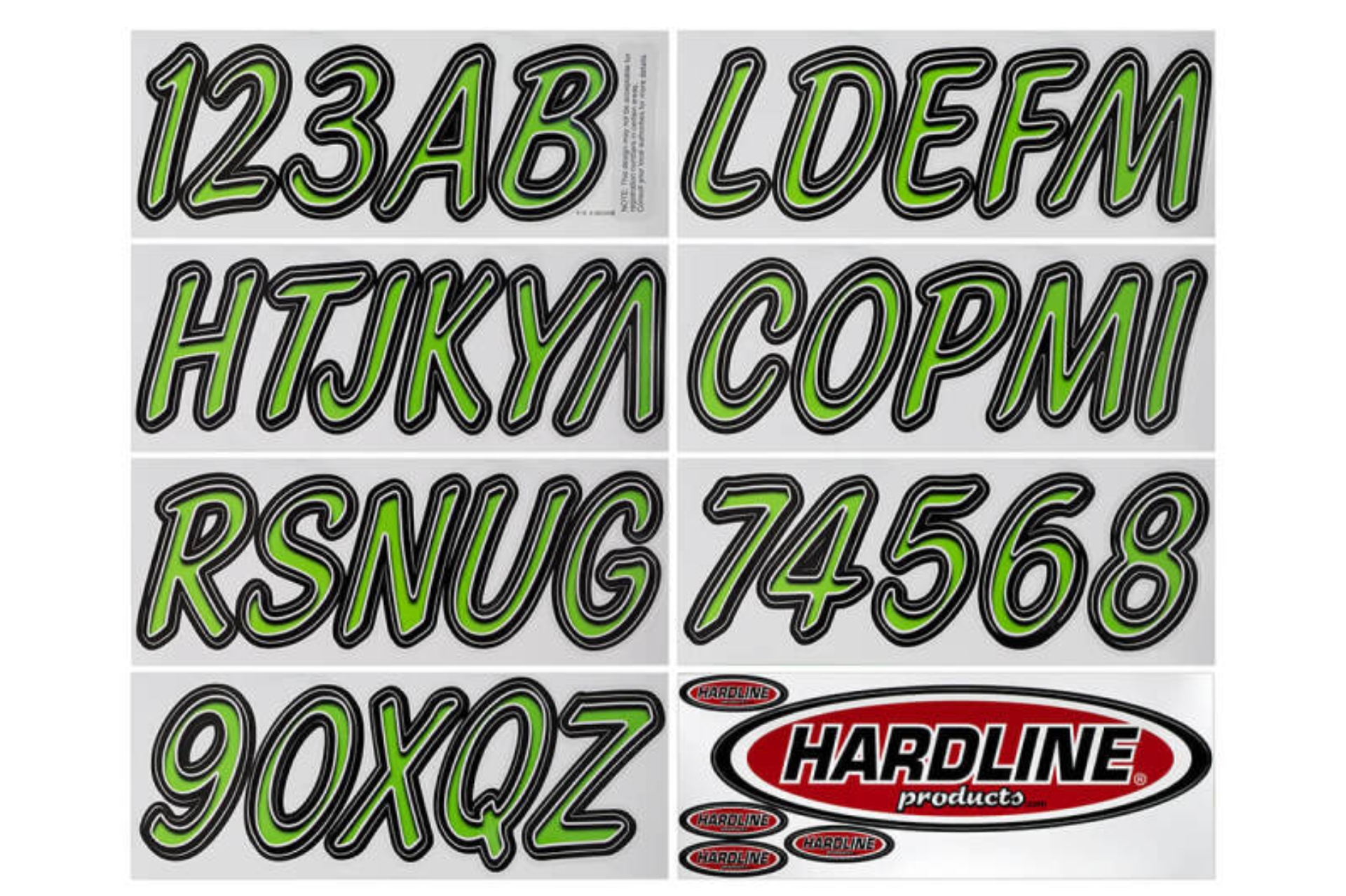 Picture of Hardline Boat Lettering Registration Kit 3 in. - 400 Kiwi Green/Black
