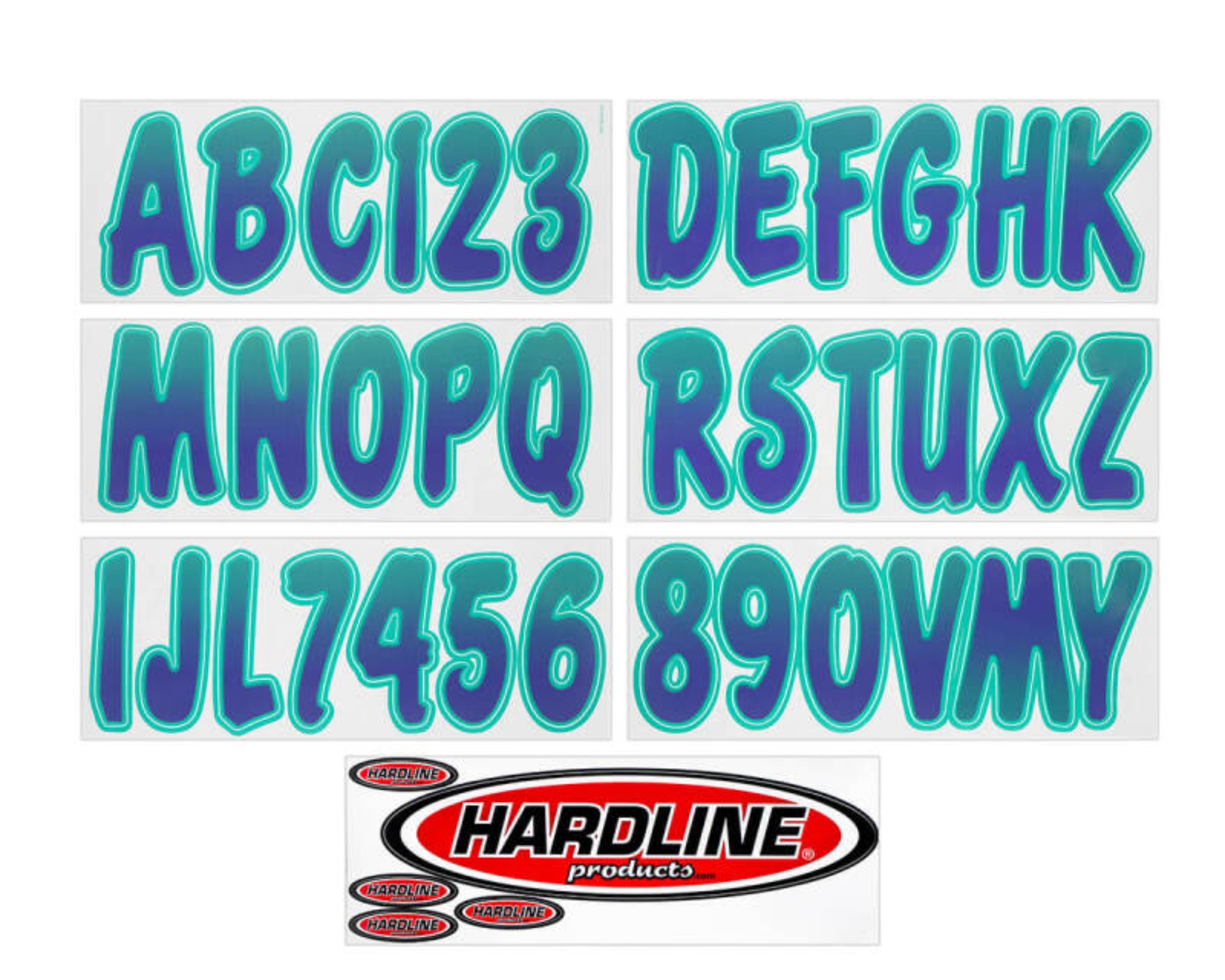 Picture of Hardline Boat Lettering Registration Kit 3 in. - 200 Purple/Teal
