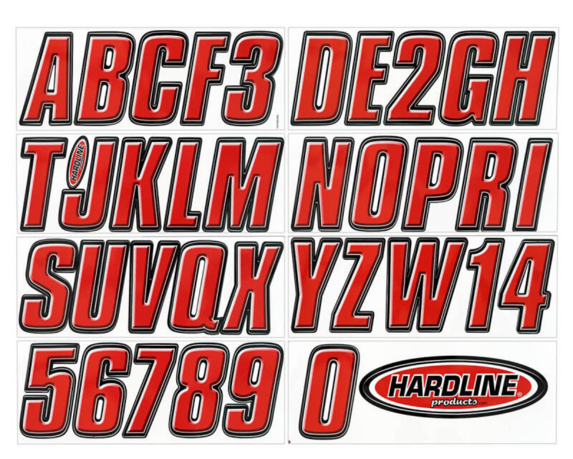 Picture of Hardline Boat Lettering Registration Kit 3 in. - 800 Red/Black