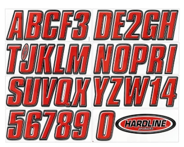 Picture of Hardline Boat Lettering Registration Kit 3 in. - 800 Red/Black