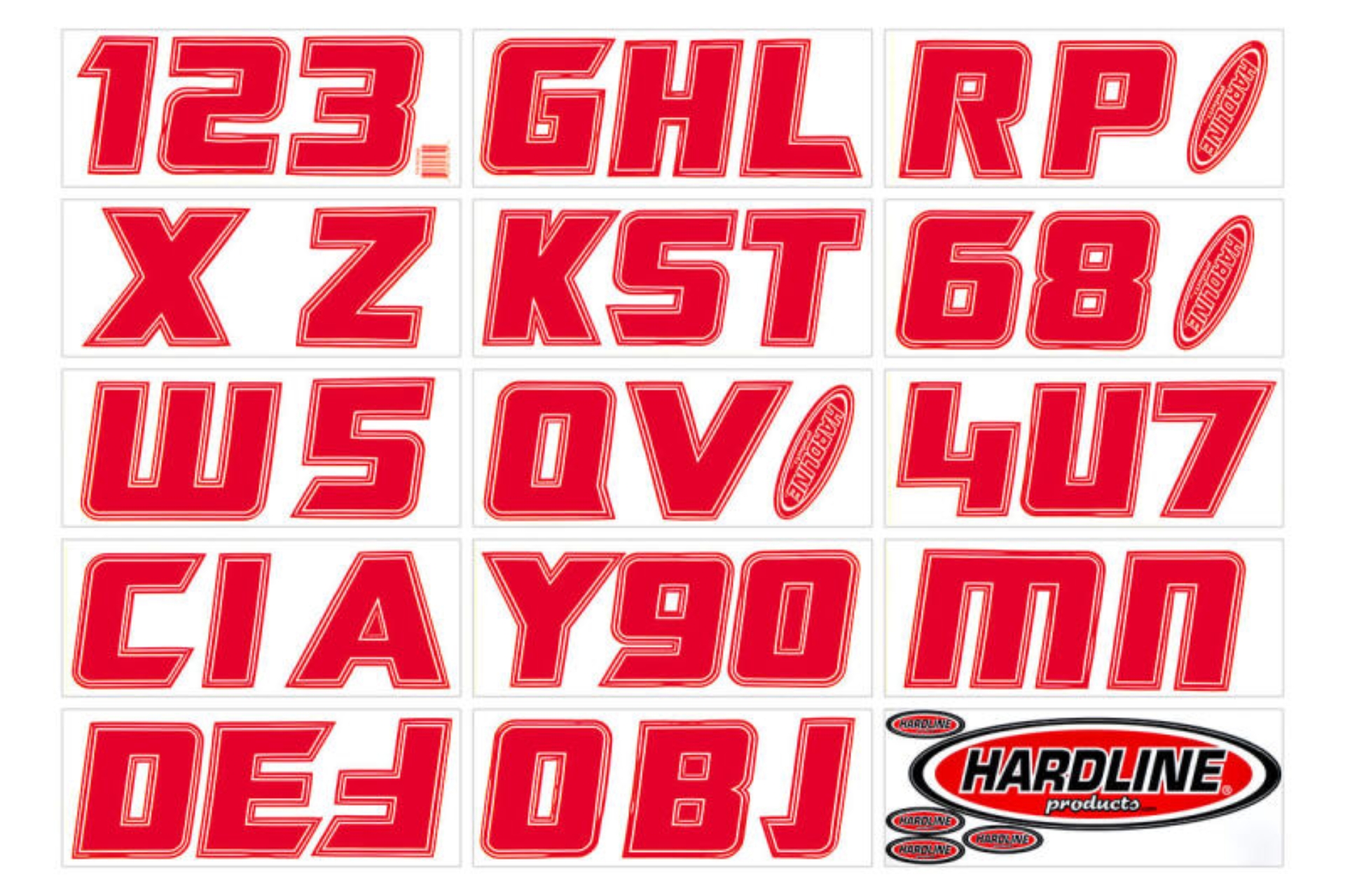 Picture of Hardline Boat Lettering Registration Installation Kit 3 in. - 900 Red