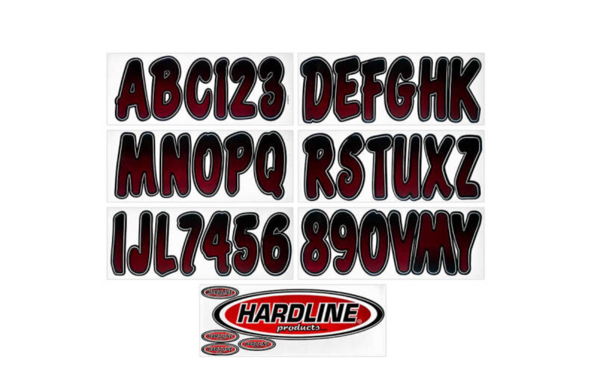 Picture of Hardline Boat Lettering Registration Kit 3 in. - 200 Burgundy/Black