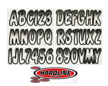Picture of Hardline Boat Lettering Registration Kit 3 in. - 200 White/Black