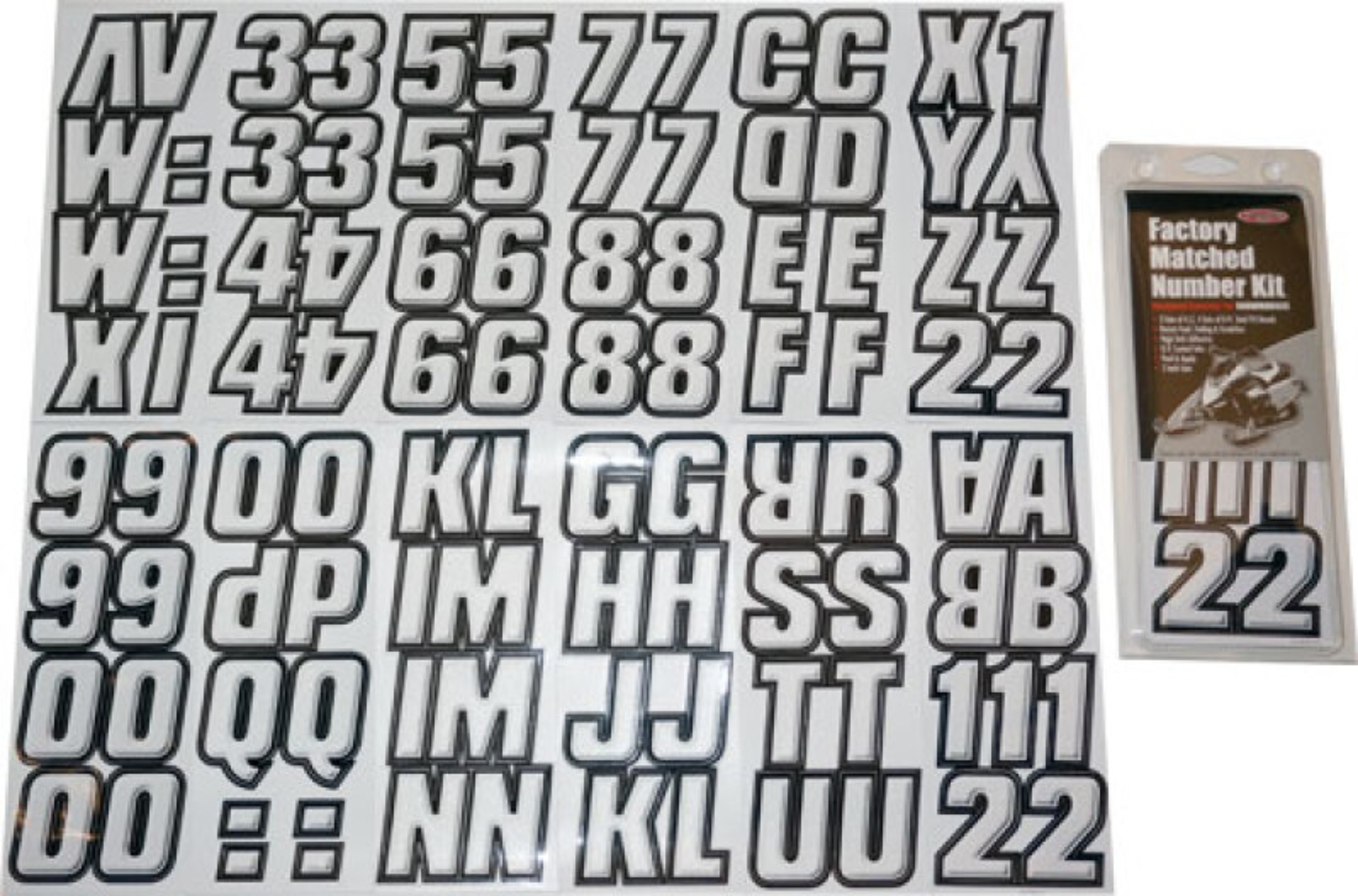Picture of Hardline Snowmobile Lettering Registration Kit 2 in. - 500 White /Black